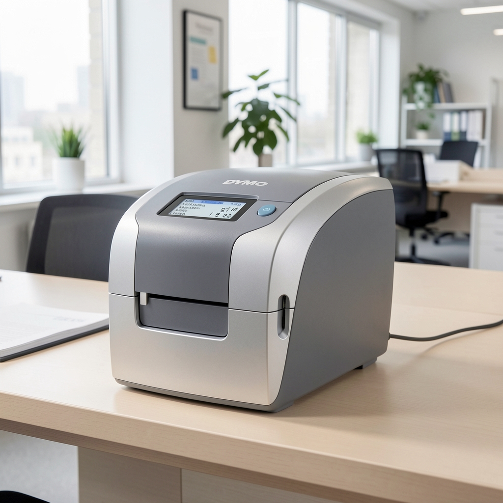 DYMO LabelWriter 450 Turbo compact label printer in silver and grey, USB connected desktop label printer for office use