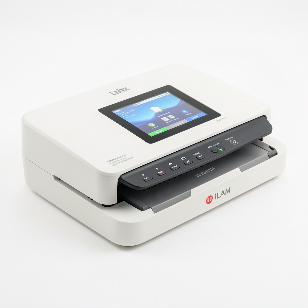 Leitz iLAM Office A4 laminator in white, modern design with touch screen controls and auto-jam protection feature