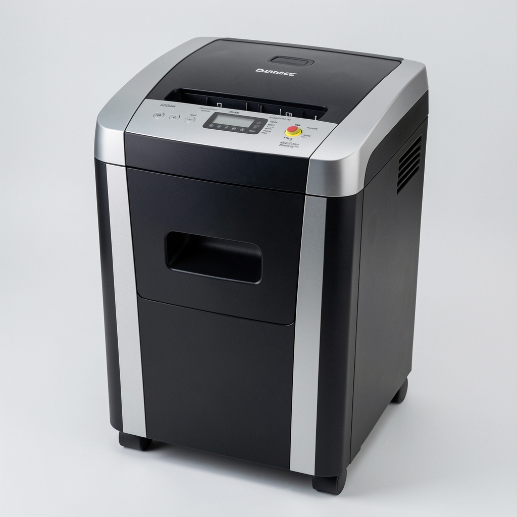 Fellowes Powershred 79Ci cross-cut paper shredder in black and silver, medium duty office document shredder with safety lock and jam-proof technology